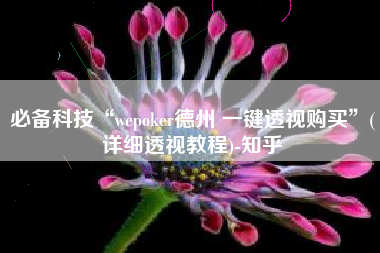 必备科技“wepoker德州 一键透视购买	”(详细透视教程)-知乎