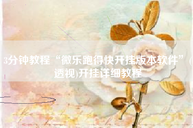 3分钟教程“微乐跑得快开挂版本软件”(透视)开挂详细教程