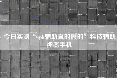今日实测“wpk辅助真的假的	”科技辅助神器手机