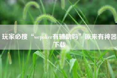 玩家必搜“wepoker有辅助吗”原来有神器下载