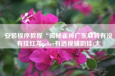 安装程序教程“揭秘雀神广东麻将有没有挂红龙poker有透视辅助挂(太