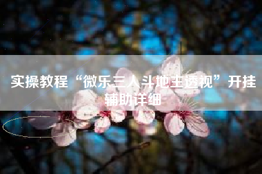 实操教程“微乐三人斗地主透视	”开挂辅助详细