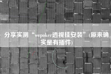 分享实测“wepoker透视挂安装	”(原来确实是有插件)