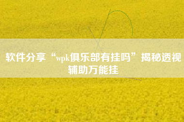 软件分享“wpk俱乐部有挂吗”揭秘透视辅助万能挂