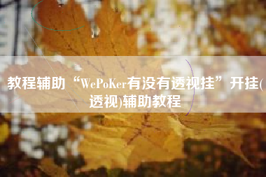 教程辅助“WePoKer有没有透视挂	”开挂(透视)辅助教程