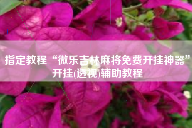 指定教程“微乐吉林麻将免费开挂神器	”开挂(透视)辅助教程