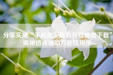 分享实测“手机微乐麻将开挂神器下载”揭秘透视辅助万能挂用法