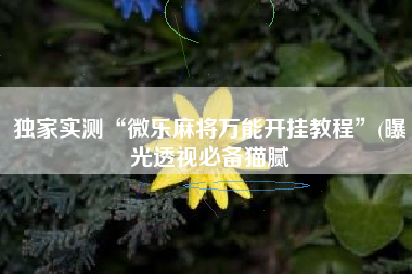 独家实测“微乐麻将万能开挂教程”(曝光透视必备猫腻