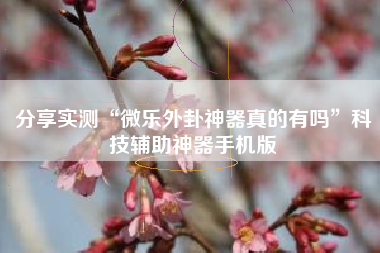 分享实测“微乐外卦神器真的有吗	”科技辅助神器手机版