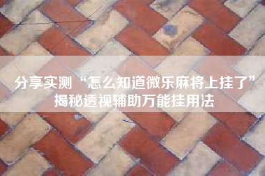 分享实测“怎么知道微乐麻将上挂了”揭秘透视辅助万能挂用法