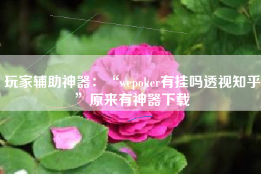玩家辅助神器：“wepoker有挂吗透视知乎”原来有神器下载