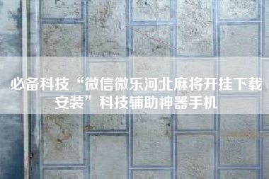 必备科技“微信微乐河北麻将开挂下载安装”科技辅助神器手机