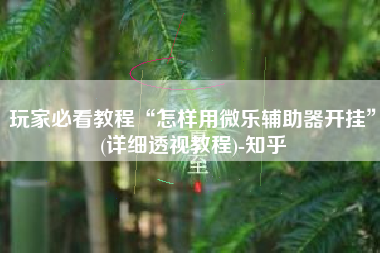 玩家必看教程“怎样用微乐辅助器开挂”(详细透视教程)-知乎