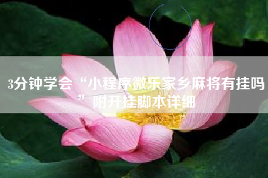 3分钟学会“小程序微乐家乡麻将有挂吗	”附开挂脚本详细