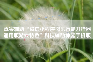 真实辅助“微信小程序微乐万能开挂器通用版游戏特色	”科技辅助神器手机版