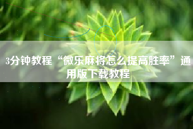 3分钟教程“微乐麻将怎么提高胜率”通用版下载教程