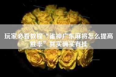 玩家必看教程“雀神广东麻将怎么提高胜率”其实确实有挂