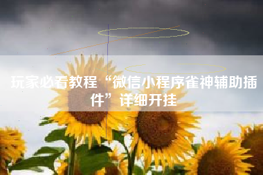 玩家必看教程“微信小程序雀神辅助插件”详细开挂