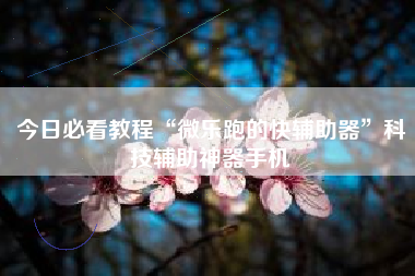 今日必看教程“微乐跑的快辅助器	”科技辅助神器手机