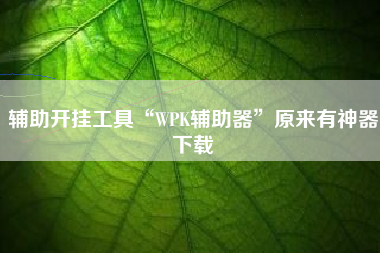 辅助开挂工具“WPK辅助器	”原来有神器下载