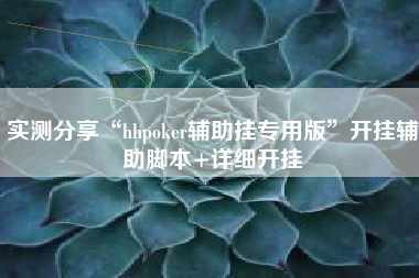 实测分享“hhpoker辅助挂专用版	”开挂辅助脚本+详细开挂