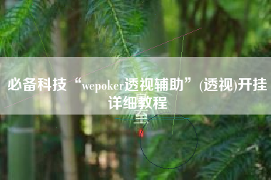 必备科技“wepoker透视辅助”(透视)开挂详细教程