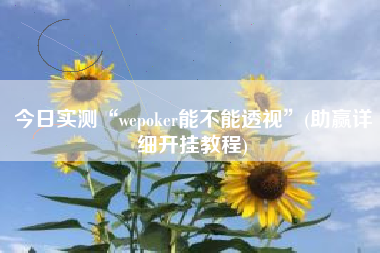 今日实测“wepoker能不能透视”(助赢详细开挂教程)