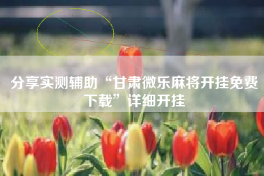 分享实测辅助“甘肃微乐麻将开挂免费下载”详细开挂