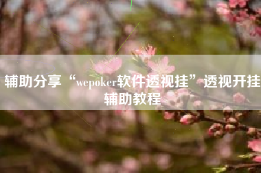 辅助分享“wepoker软件透视挂	”透视开挂辅助教程