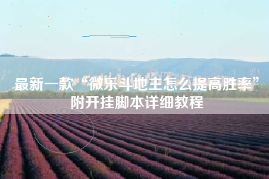 最新一款“微乐斗地主怎么提高胜率	”附开挂脚本详细教程