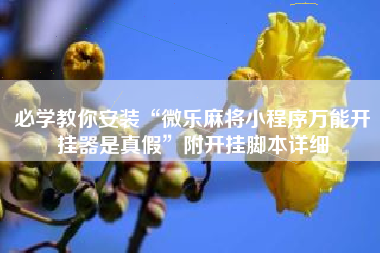 必学教你安装“微乐麻将小程序万能开挂器是真假”附开挂脚本详细