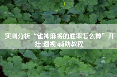 实测分析“雀神麻将的胜率怎么算”开挂(透视)辅助教程