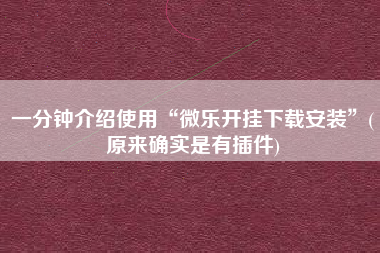 一分钟介绍使用“微乐开挂下载安装”(原来确实是有插件)
