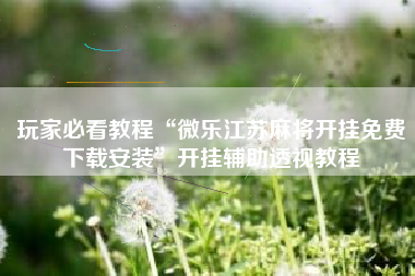 玩家必看教程“微乐江苏麻将开挂免费下载安装”开挂辅助透视教程