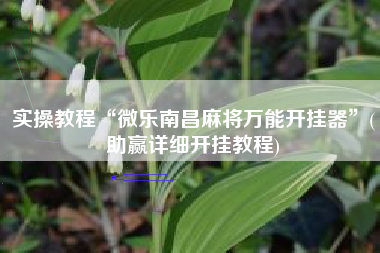 实操教程“微乐南昌麻将万能开挂器”(助赢详细开挂教程)
