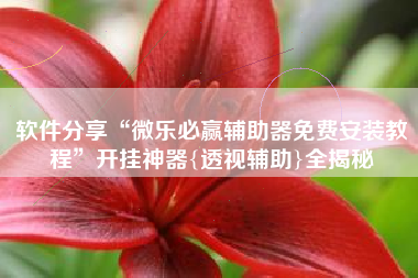 软件分享“微乐必赢辅助器免费安装教程”开挂神器{透视辅助}全揭秘
