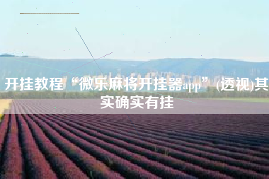 开挂教程“微乐麻将开挂器app	”(透视)其实确实有挂