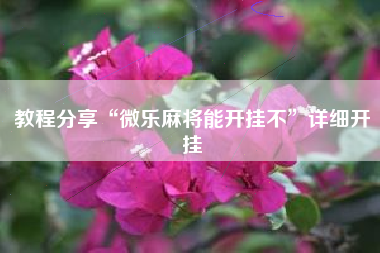 教程分享“微乐麻将能开挂不	”详细开挂