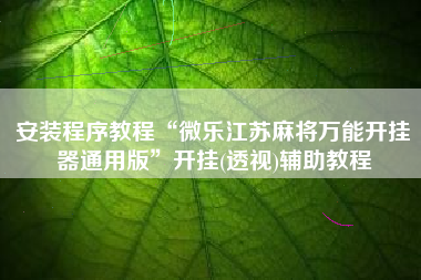 安装程序教程“微乐江苏麻将万能开挂器通用版”开挂(透视)辅助教程