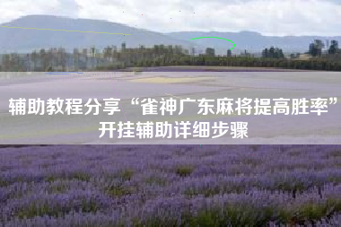 辅助教程分享“雀神广东麻将提高胜率”开挂辅助详细步骤