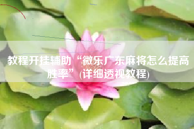 教程开挂辅助“微乐广东麻将怎么提高胜率	”(详细透视教程)