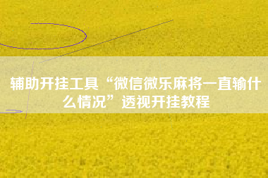 辅助开挂工具“微信微乐麻将一直输什么情况”透视开挂教程