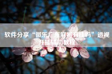 软件分享“微乐广东麻将有挂吗	”透视开挂辅助教程