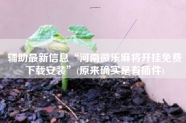 辅助最新信息“河南微乐麻将开挂免费下载安装”(原来确实是有插件)