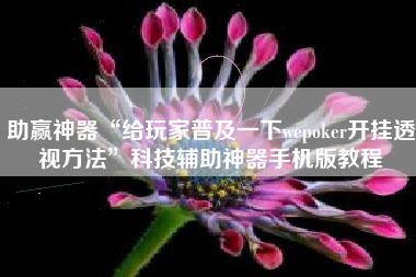 助赢神器“给玩家普及一下wepoker开挂透视方法”科技辅助神器手机版教程