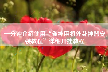 一分钟介绍使用“雀神麻将外卦神器安装教程	”详细开挂教程