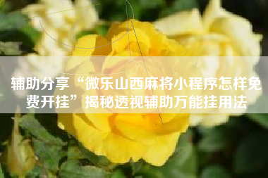 辅助分享“微乐山西麻将小程序怎样免费开挂”揭秘透视辅助万能挂用法