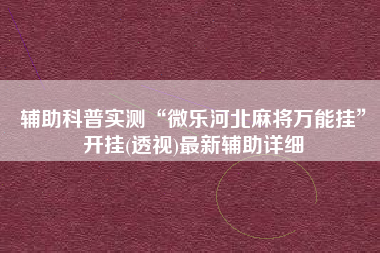 辅助科普实测“微乐河北麻将万能挂”开挂(透视)最新辅助详细