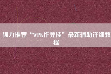 强力推荐“WPK作弊挂	”最新辅助详细教程