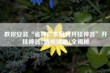 教你安装“雀神广东麻将开挂神器”开挂神器{透视辅助}全揭秘